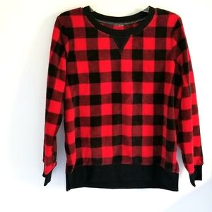 Target red black buffalo check soft fleece pullover top NWOT size M